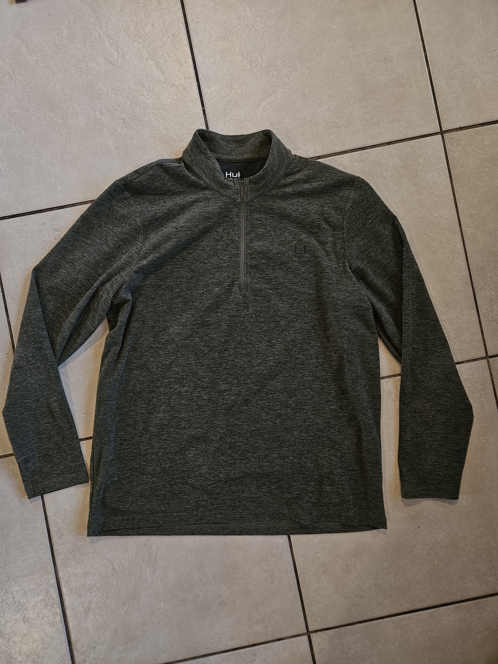 Huk Men's Dark Heather Green Quarter-Zip Pullover